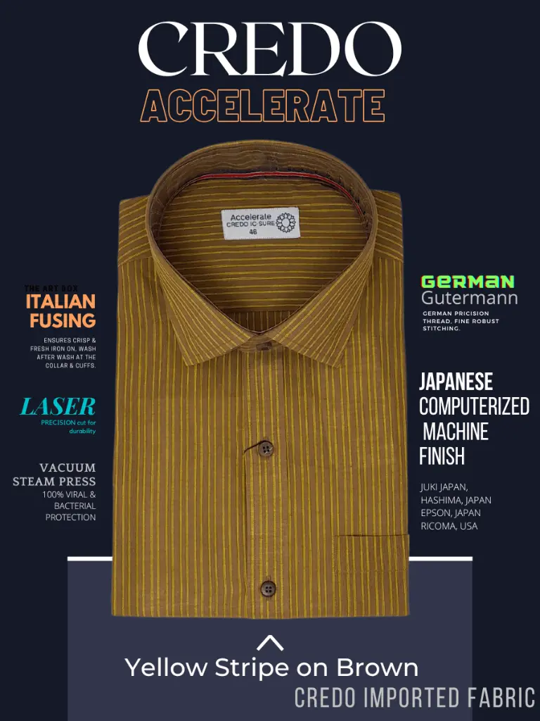 Credo Imported Yellow Stripe On Brown full Sleeve Shirt(662)-46-2.webp