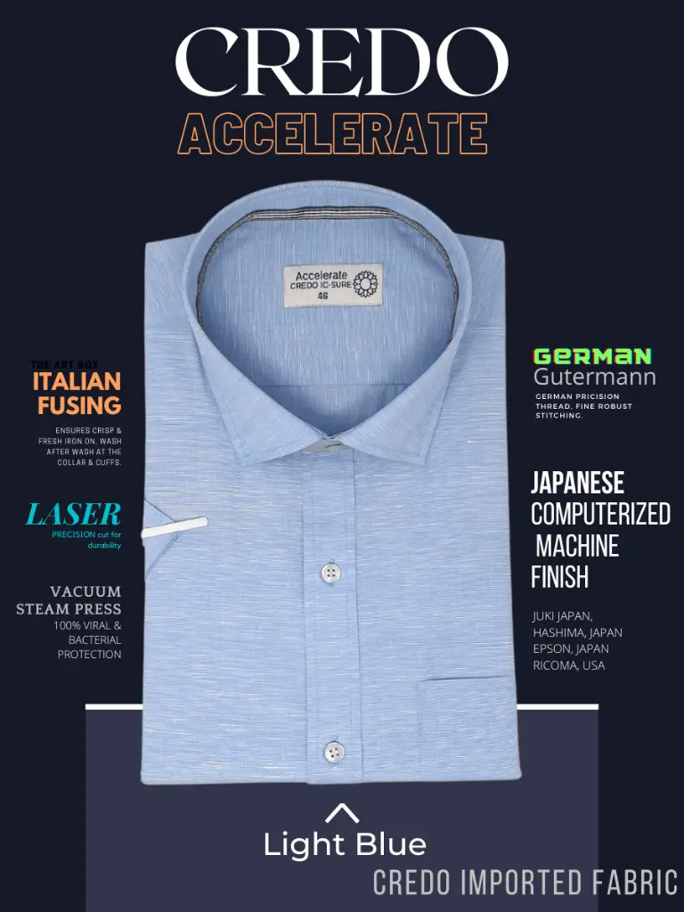 Light Blue Texture Half Sleeve Formal Shirt(510)-46-2.webp