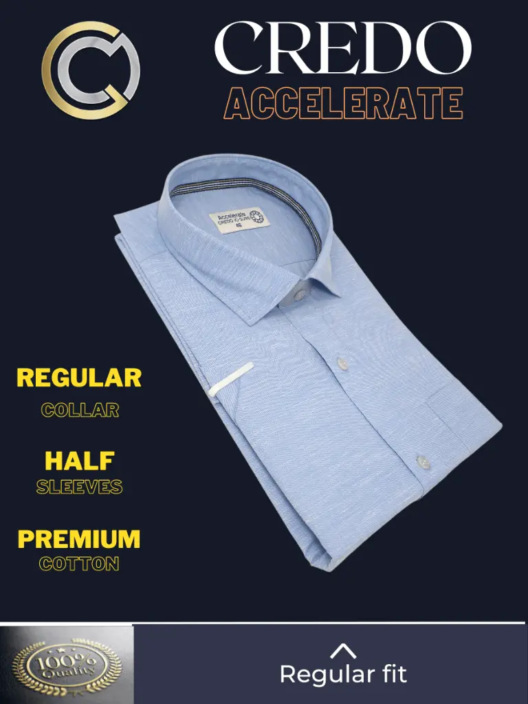 Light Blue Texture Half Sleeve Formal Shirt(510)-46-3.webp
