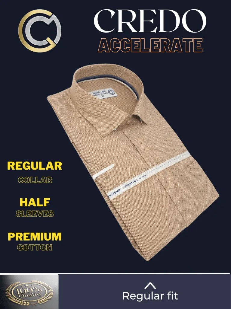 Raymond Fabric Brown White Texture Half Sleeve Formal Shirt(503)-40-3.webp