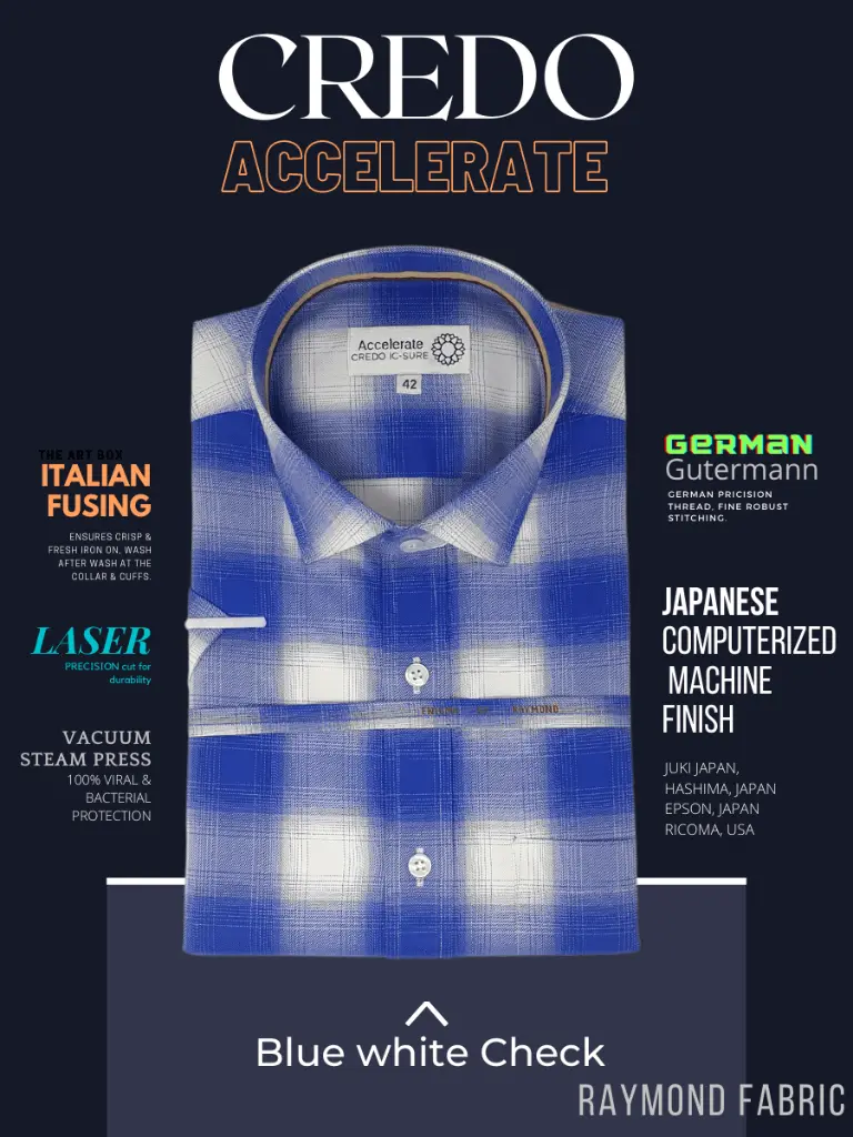 Raymond fabric Blue White Check Formal Shirt(501)-42-2.webp