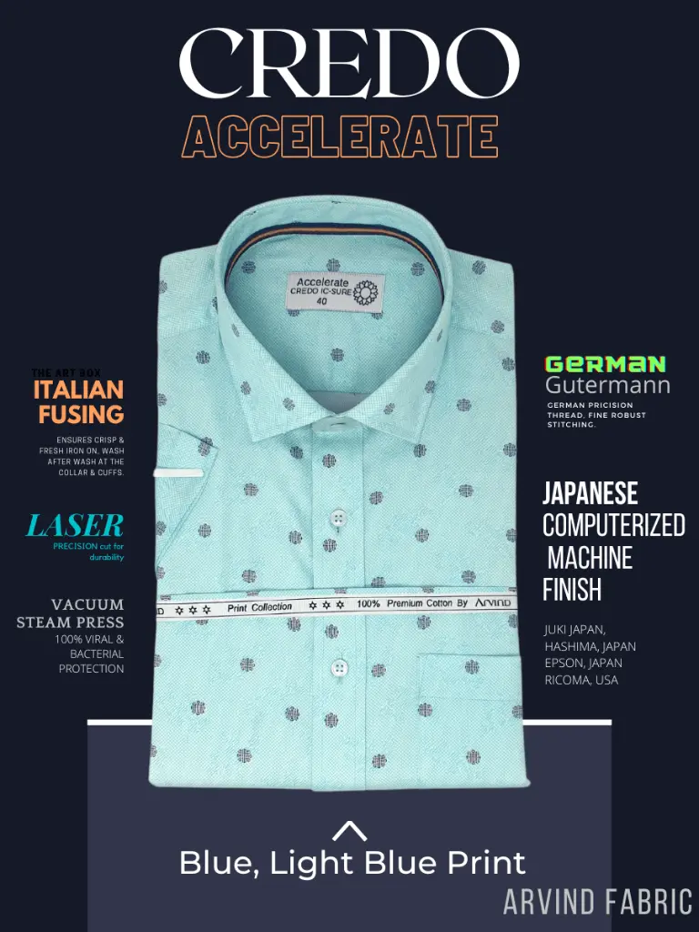 Arvind Fabric Blue & Green Printed Shirt(500)-40-2.webp