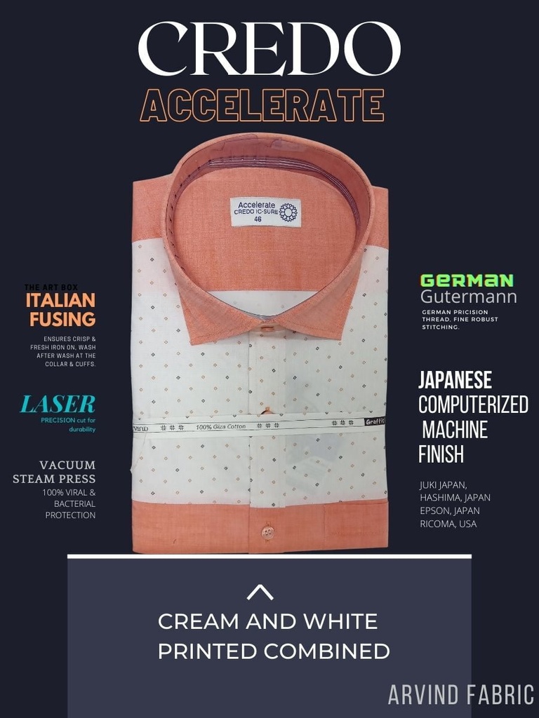 Cream and white printed combined full sleeve shirt 786 Image 2