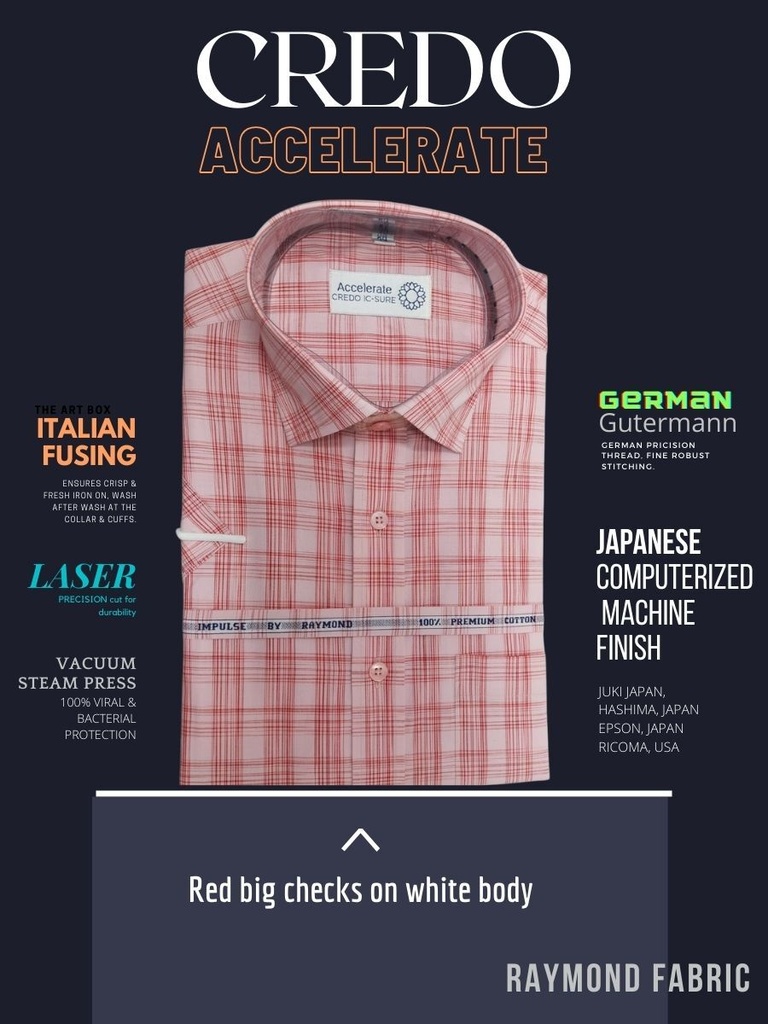 Red big checks raymond shirt(887) Image 2