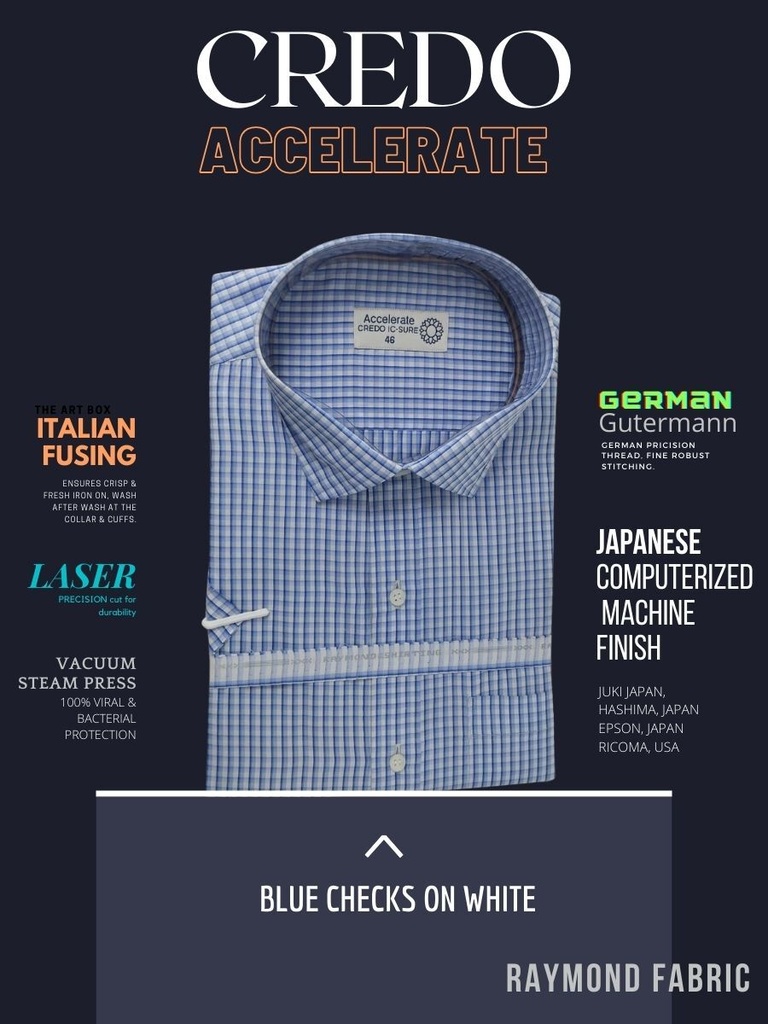 Blue checks on white Raymond shirt(903) Image 2