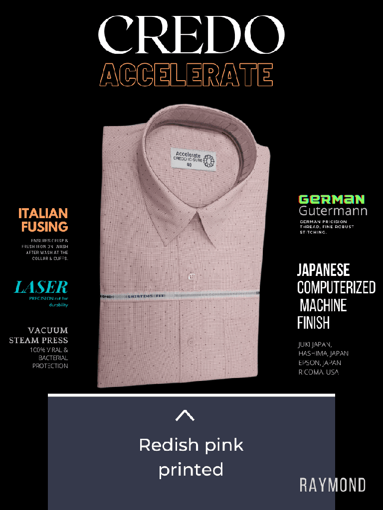 Redish pink printed full sleeve formal shirt (855) Image 3