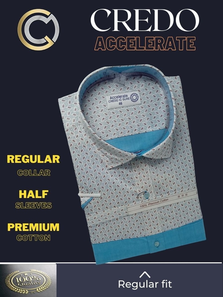 Sky and white printed combined half sleeve shirt 793 Image 3