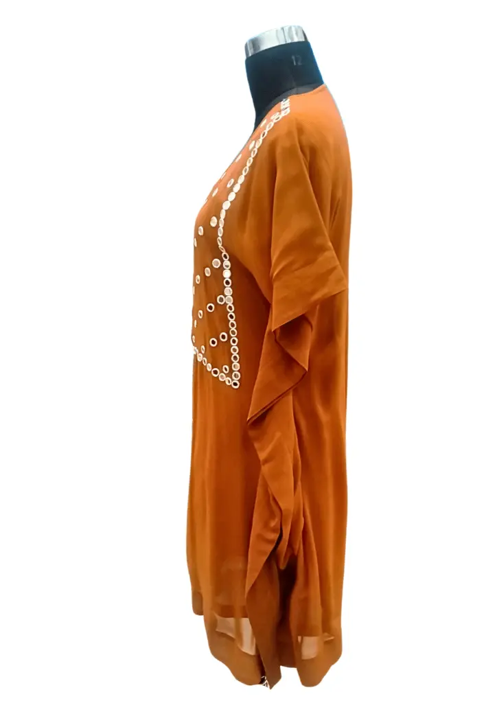 wome's Brown colour mirror work kaftan.-Medium-2.webp