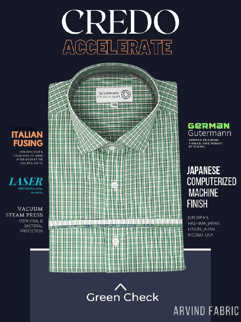 Arvind Fabric Green Check Formal Shirt(166)_1.jpg