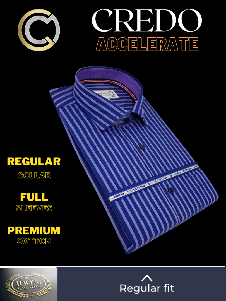 Arvind Fabric Mauve &amp; Blue Stripe Formal Shirt_2.jpg
