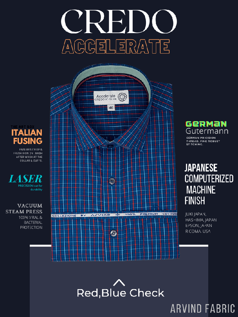 Arvind Fabric Red Check,Blue Formal Shirt_1.jpg