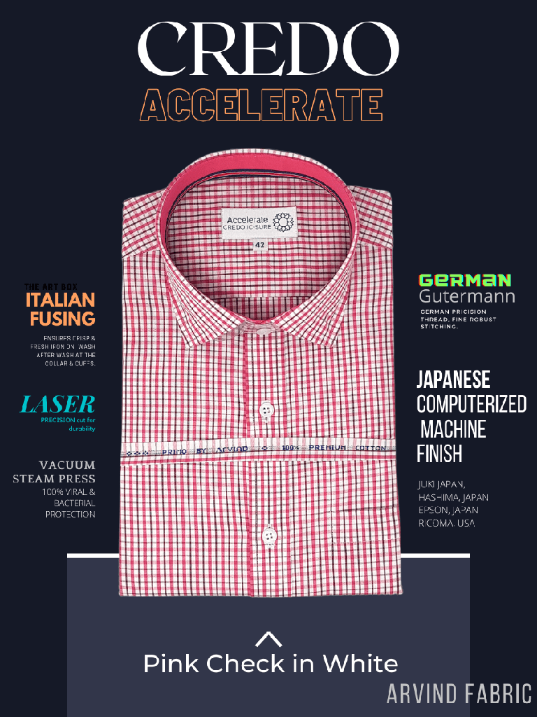 Arvind Fabric Pink Check on White Formal Shirt_1.jpg