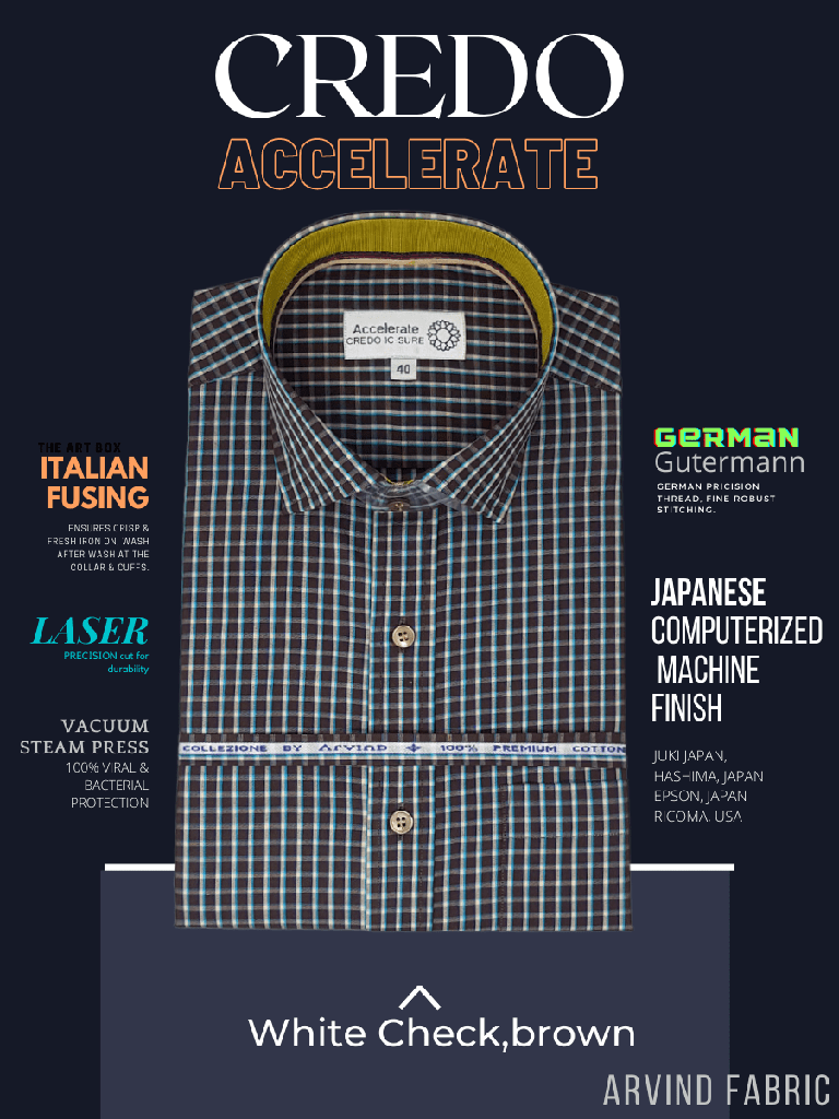 Arvind Fabric White check On Brown Shirt_1.jpg