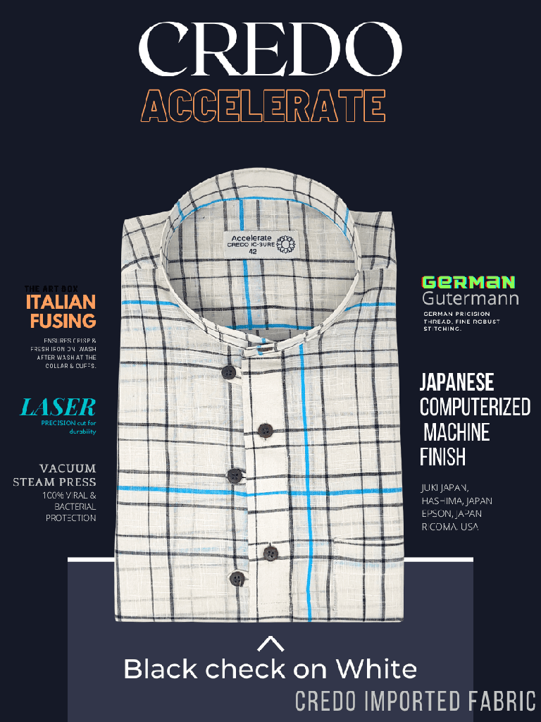 Black Check on White Full Sleeves Kurta_1.jpg