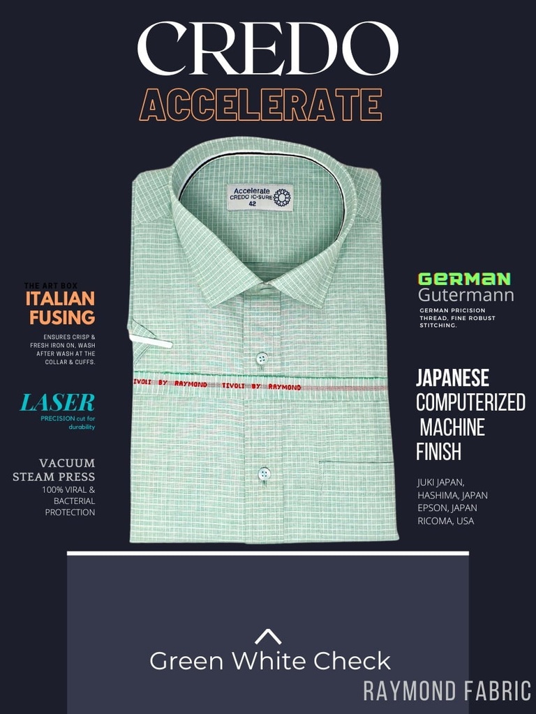 CREDO Imported Green white Check half Sleeve Shirt(694)A_1.jpg