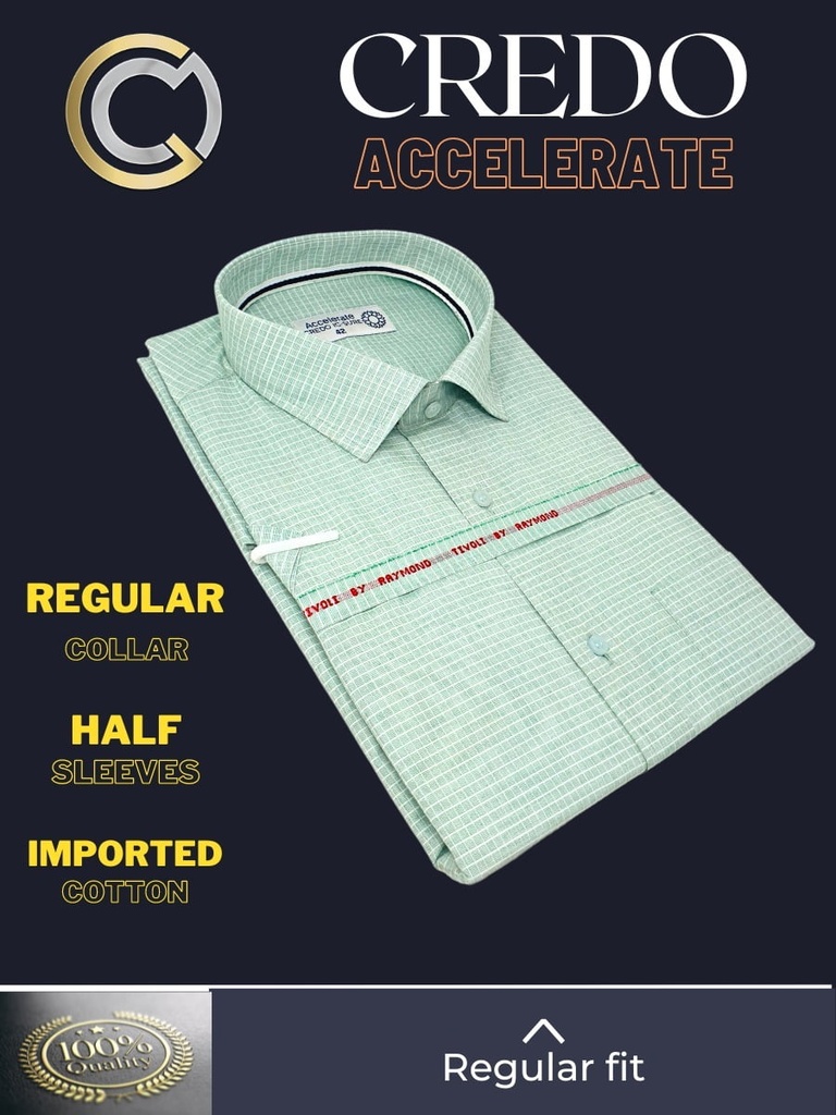 CREDO Imported Green white Check half Sleeve Shirt(694)A_2.jpg