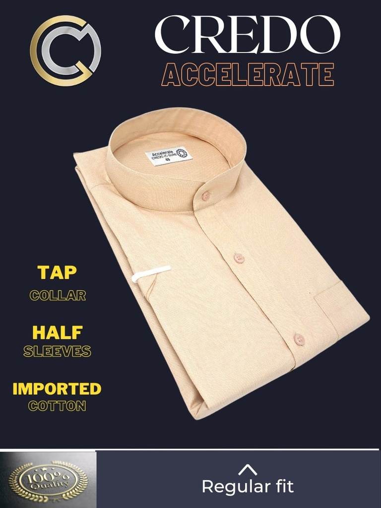 CREDO Imported tap collar cream half Shirt(695)A_2.jpg