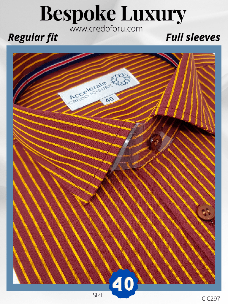 Yellow stripe, Maroon Formal Shirt