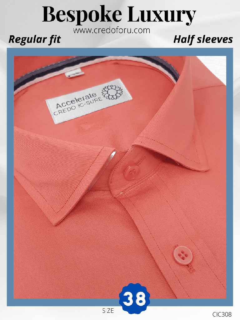 [italian-fabric-peach-formal-half-shirt-38] Italian fabric Peach Formal Half Shirt