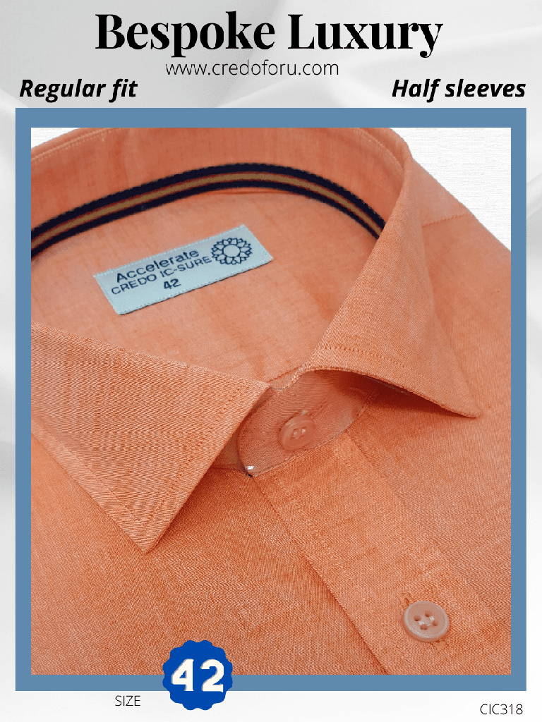 [orange-half-sleeves-formal-shirt-42] Orange Half Sleeves Formal Shirt