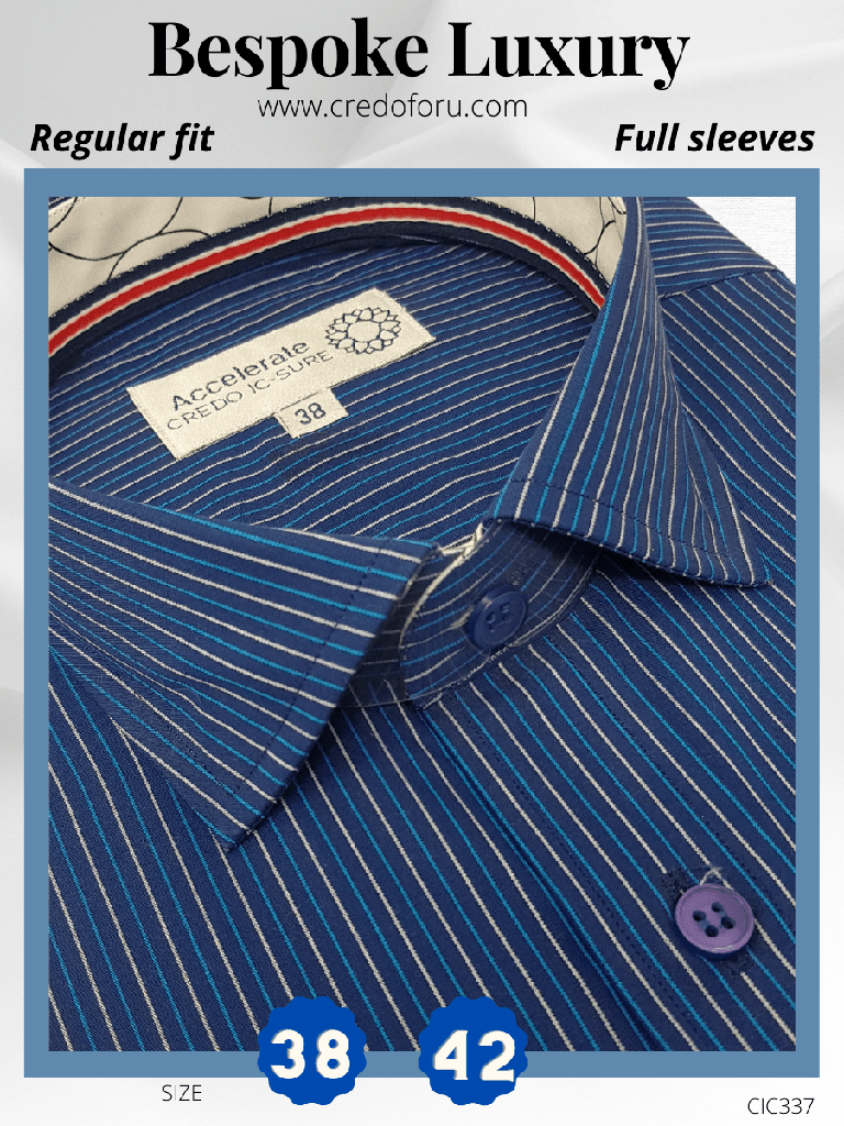 [arvind-fabric-white-stripe-on-blue-shirt-38] Arvind Fabric White Stripe on Blue Shirt