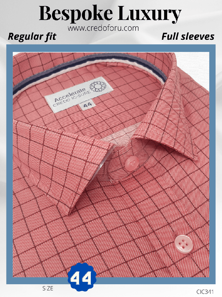 Siyaram Fabric Black Check on Peach Shirt