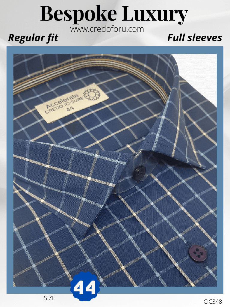 Siyaram Fabric White Check on blue Shirt