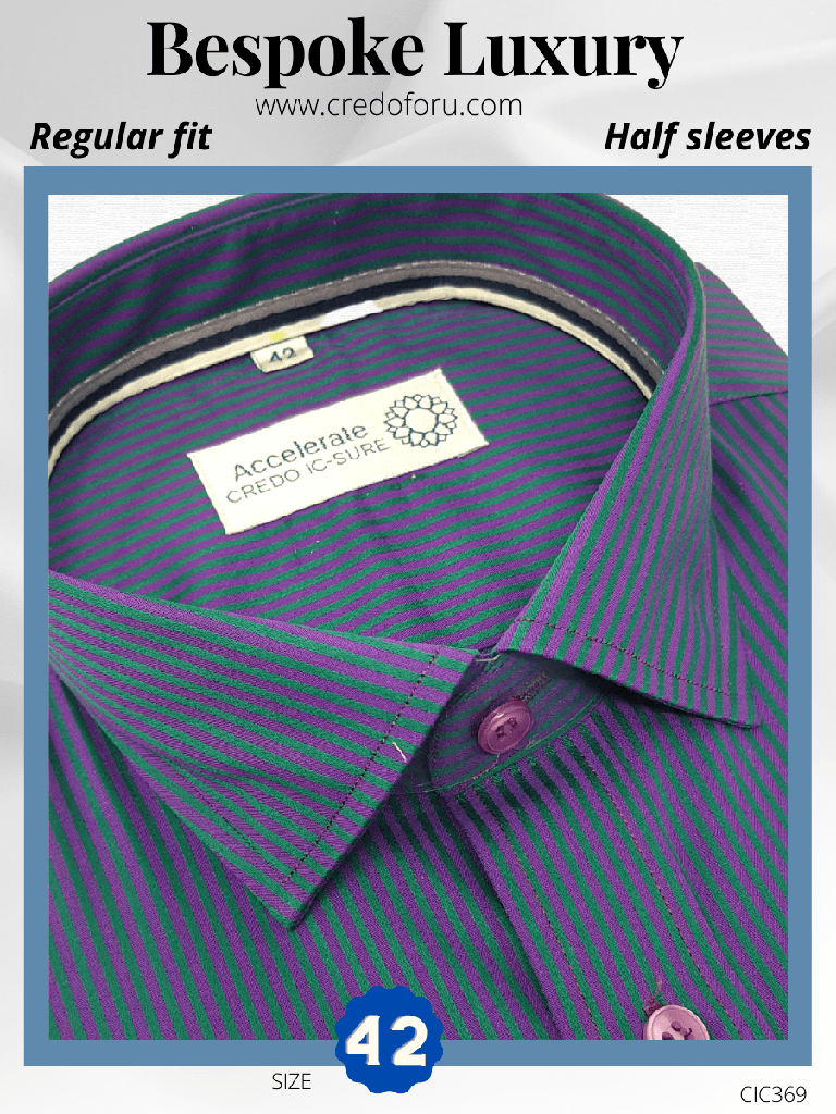 [green-&amp;-magenta-stripe-formal-shirt-42] Green &amp; Magenta Stripe Formal Shirt