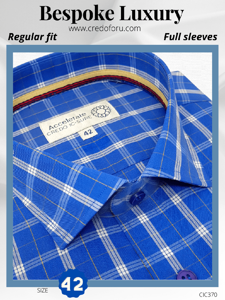 Siyaram Fabric White Check on Blue Formal Shirt