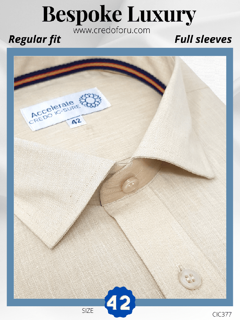 [graviera-fabric-beige-texture-formal-shirt-42] Graviera Fabric Beige Texture Formal Shirt