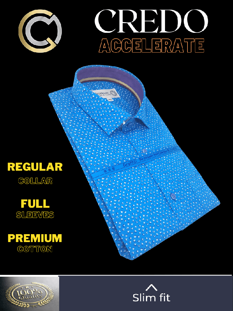 Arvind Fabric Star Printed Blue Shirt(388)