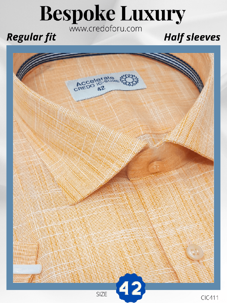 [raymond-fabric-orange-texture-formal-shirt-42] Raymond Fabric Orange Texture Formal Shirt