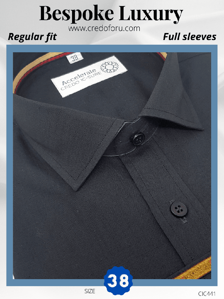 [raymond-fabric-solid-black-formal-shirt-38] Raymond Fabric Solid Black Formal Shirt