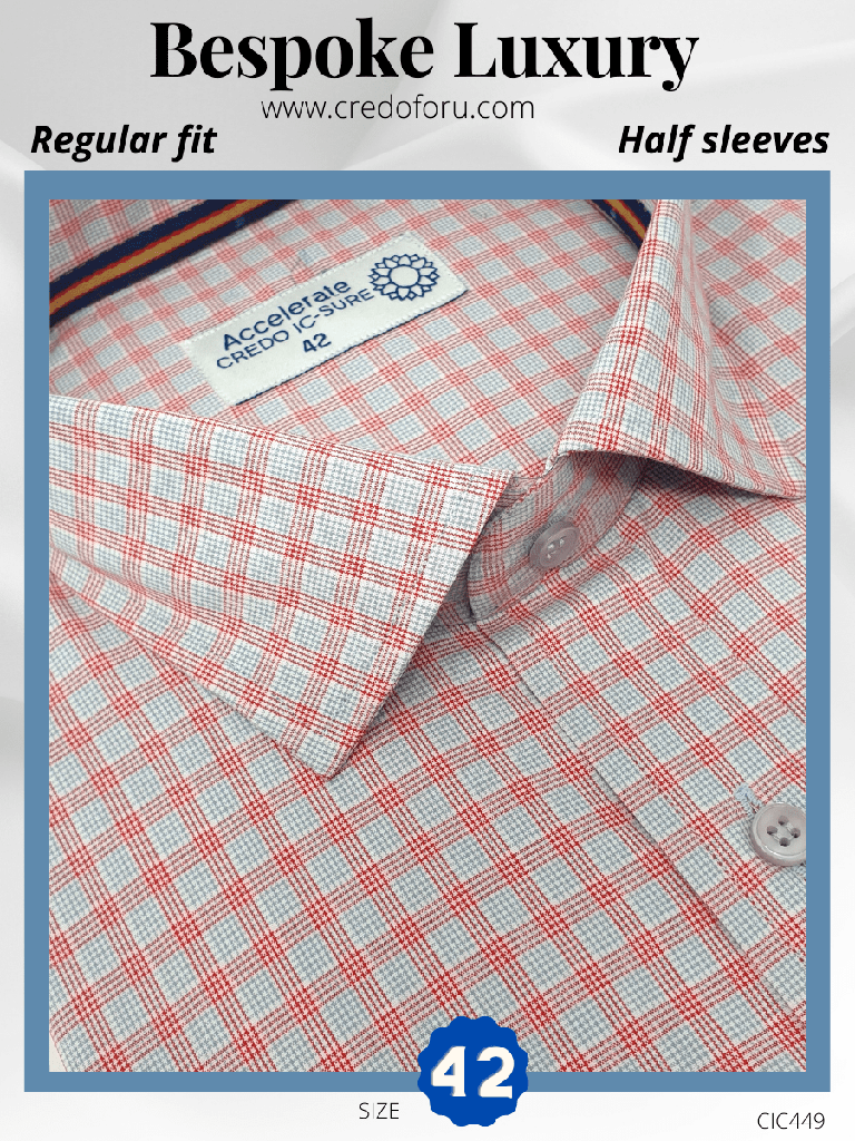 Raymond Fabric Red &amp; Grey Check Formal Shirt