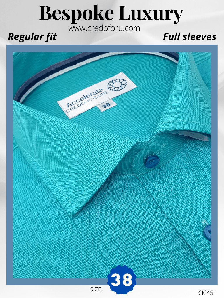 Arvind Fabric Teal Green Formal Shirt