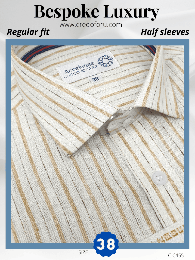 [graviera-fabric-beige-stripe-on-white-formal-shirt-38] Graviera Fabric Beige Stripe on White Formal Shirt
