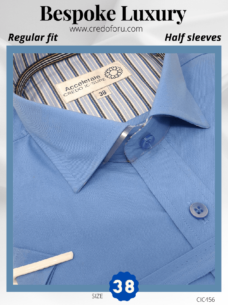 Mafatlal Fabric Sky Blue Half Sleeves Formal Shirt