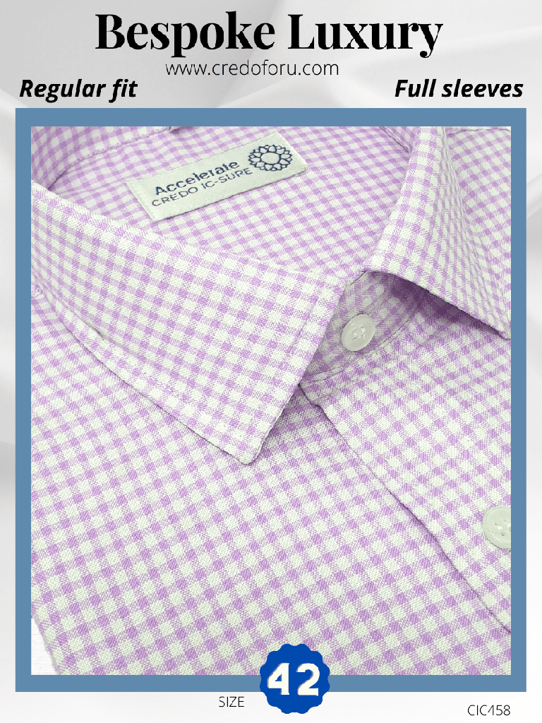 [mauve-check-full-sleeve-formal-shirt-42] Mauve Check Full Sleeve Formal Shirt