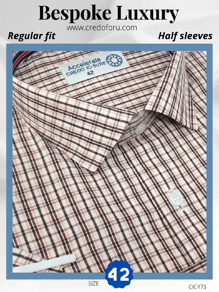 Raymond Fabric Brown Check on White Formal Shirt