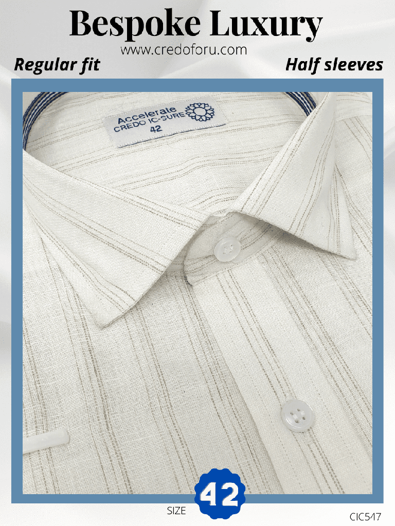 [cic547] Beige Stripe on White Formal Shirt(547)