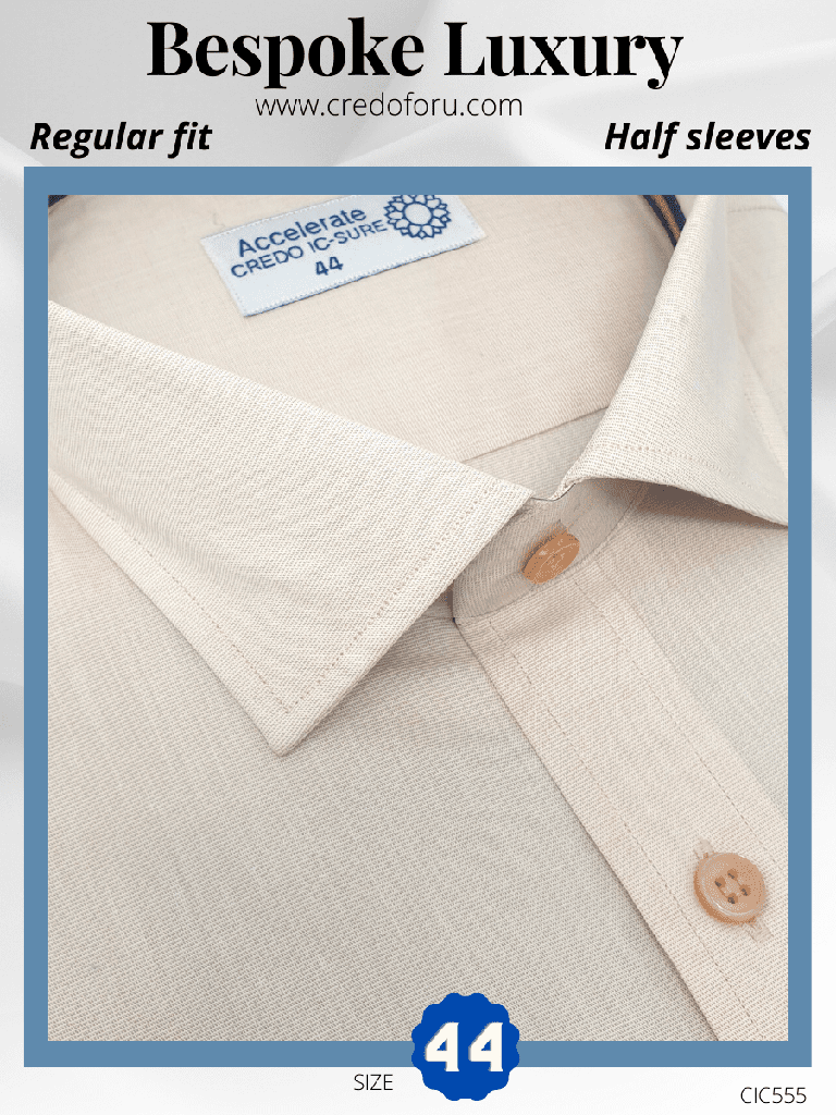 Raymond Fabric Beige Half Sleeve Formal Shirt(555)
