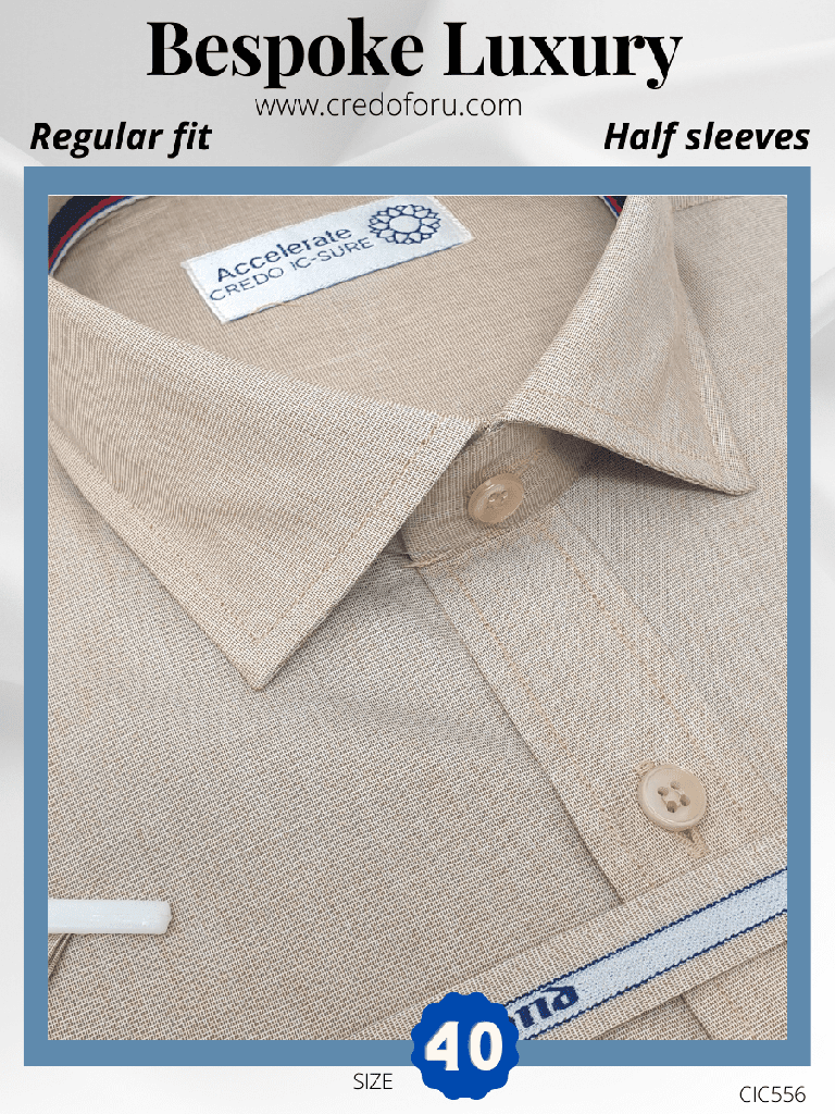 Raymond Fabric Beige Texture Half Sleeve Shirt(556)