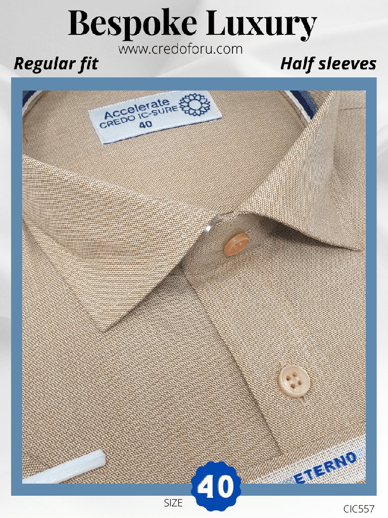 Raymond Fabric Light Brown Texture Half Sleeve Formal Shirt(557)