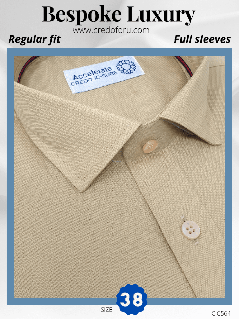 [cic564] Beige Texture Full Sleeve Formal Shirt(564)