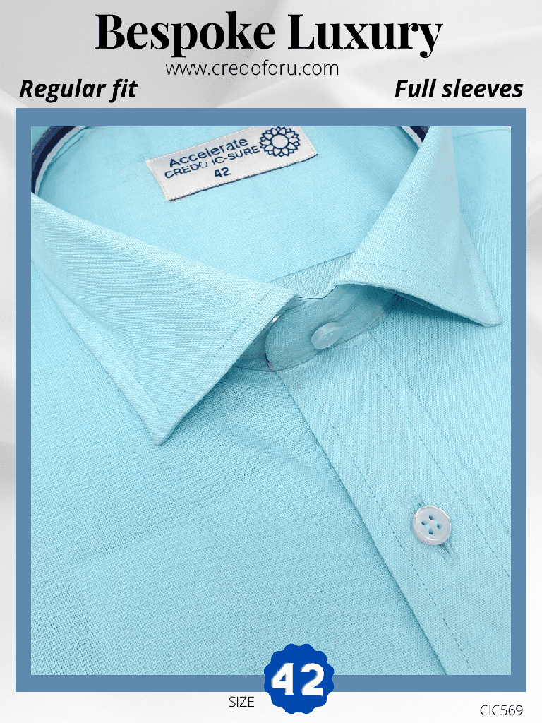 Turquoise Blue Full Sleeve Formal Shirt(569)