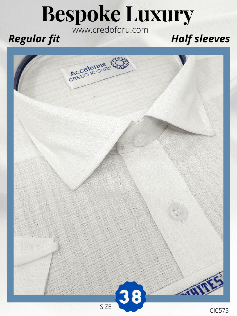 Raymond Fabric White Texture Half Sleeve Formal(573) Shirt