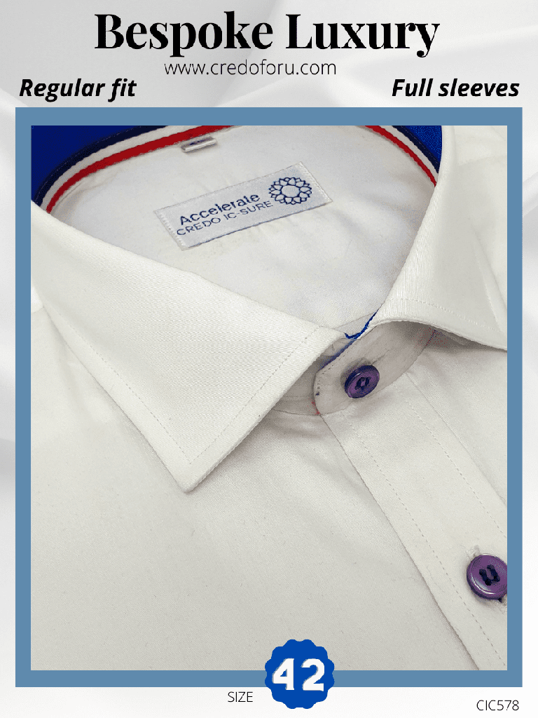 [cic578] White & Blue Full Sleeve Formal Shirt(578)