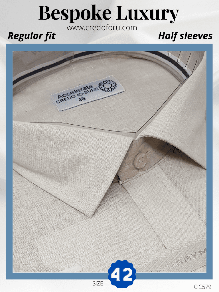 Raymond Beige Texture Half Sleeve Formal Shirt(579)