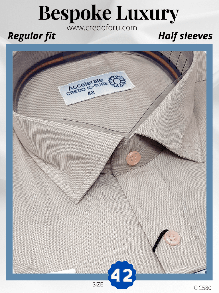 Raymond Fabric Light Brown Texture Half Sleeve Formal Shirt(580)