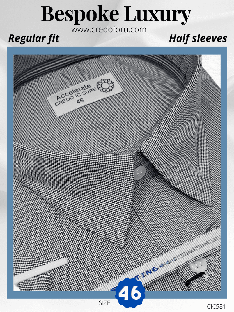 Raymond Fabric White Black Check Half sleeve Formal Shirt(581)